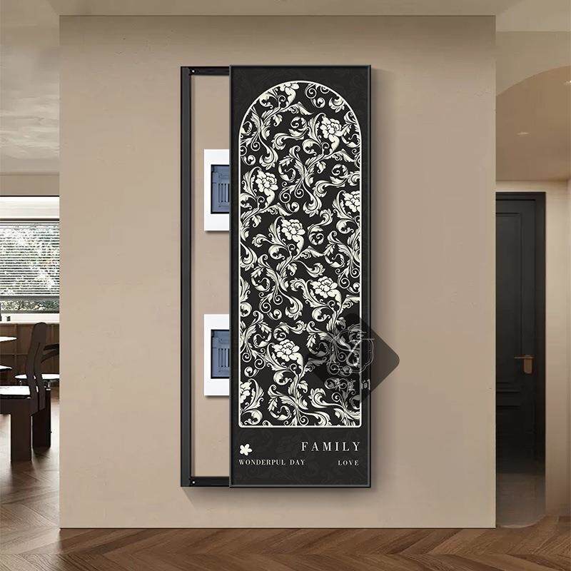 闸盒中推拉配电箱遮挡式复古大装饰画古风尺寸电表箱画开关画法电
