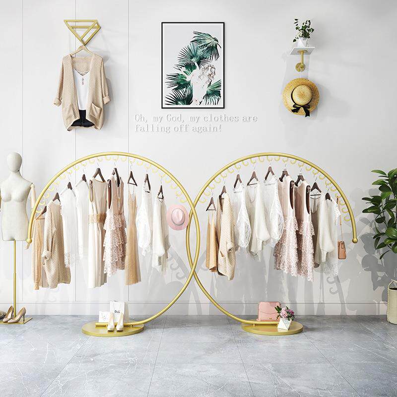 服装店展示架落地式创意中岛陈列架女装童装店中间货架圆形挂衣架