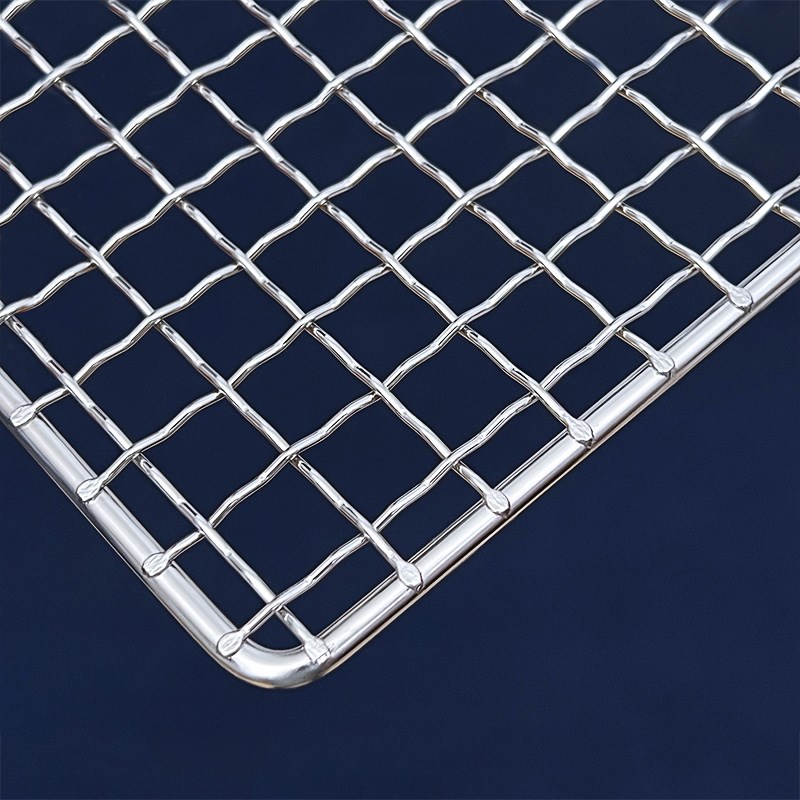 304不锈钢烧烤网片单层长方形直火烤网网架烤网方格带把手订定制