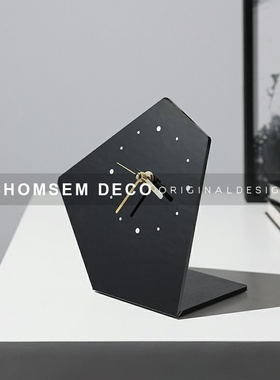 简约现代亚克力透k明方形时钟桌面摆件样板房间卧室床头柜座钟装