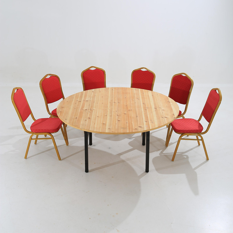 圆桌面折叠家用h酒店实木杉木对拼桌子10.12.14.20人饭店圆形餐桌