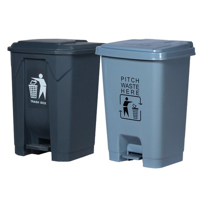 灰色黄色大号生活脚踩垃圾桶带盖家用厨房商用大容量污物20L 15L