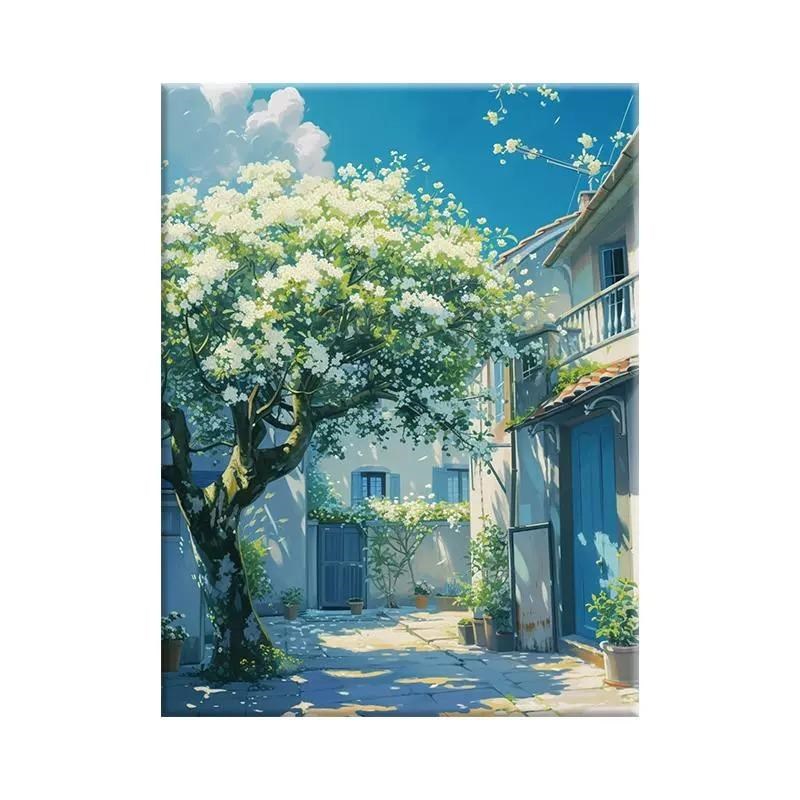 春的复苏-风景diny数字油画新款丙烯画手工填充手绘油彩填色画