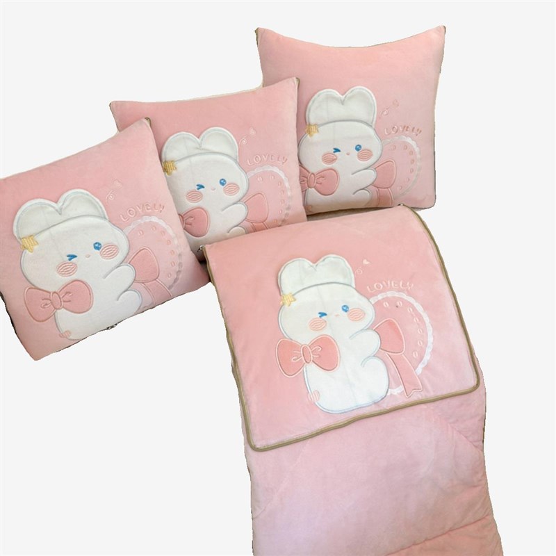 加厚豆豆绒车载多功能两用抱枕被客厅沙发靠背午休办公室盖被保暖