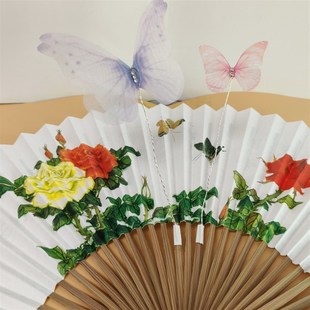 剧目飞花蝶语舞蹈r扇子8寸宣纸油竹折扇可以挂穗子