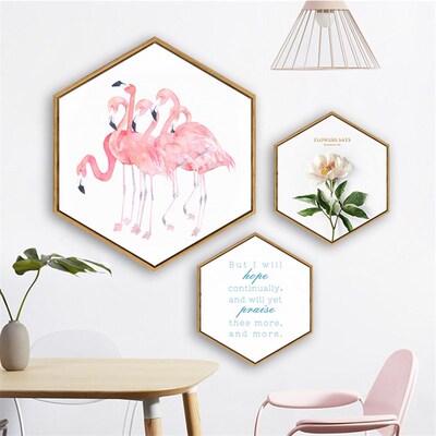 北联客厅六边形菱形装饰画简约现代客室卧厅餐厅壁画三欧挂画清新