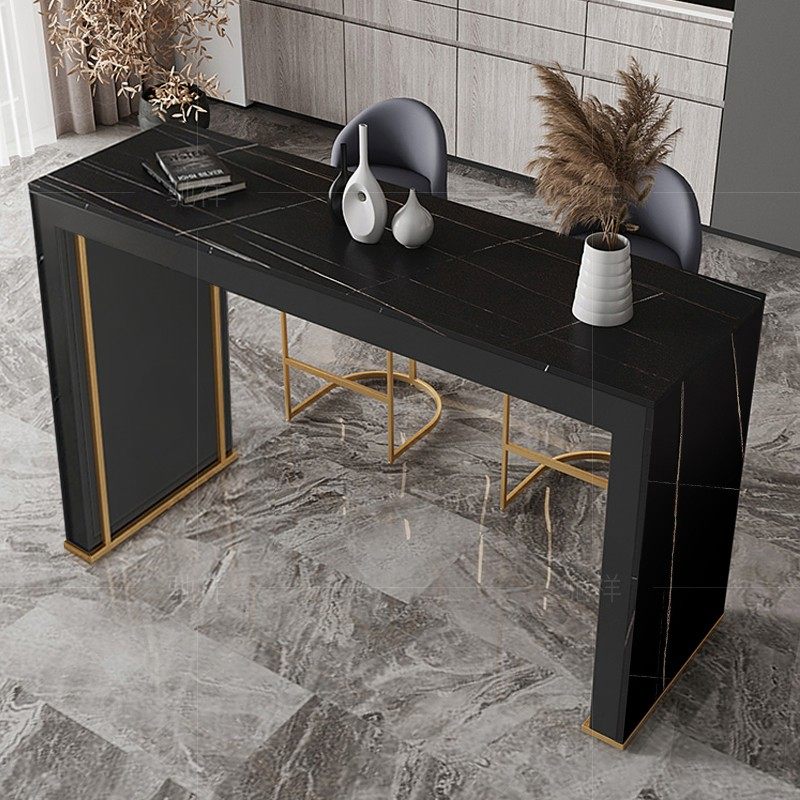 轻奢吧台桌家用开放式厨房中岛台餐桌一体现代简约岩板高脚桌子