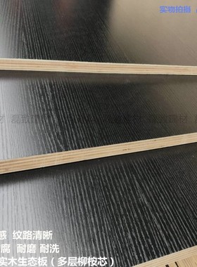 17mm生态板实木免漆板纯黑色环保防水防刮细木工板家具橱柜背板E0