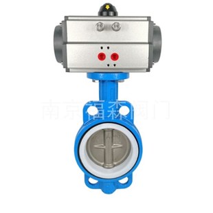 125 100 AT气动蝶阀D671F 16四氟不锈钢翻板切断衬胶对夹高温DN50