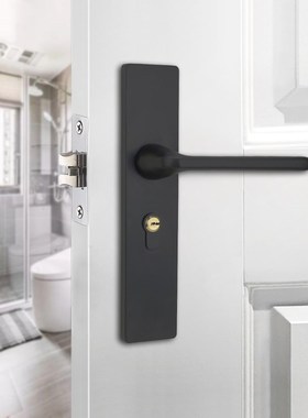 单舌门锁卧室静音室内木r门锁体黑色房间房内家用简约房间双舍门