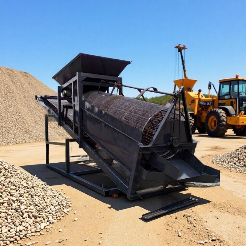 大型立式框架结构滚筒筛沙机滚筒体加装毛刷电机传动遥控操作