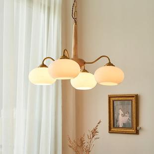 2024新款 复古vintage卧室灯 原木风客厅灯简约奶油餐厅柿子灯美式