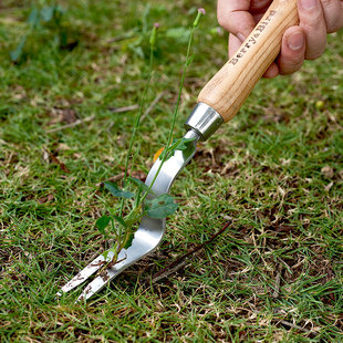 花小白家用木柄不锈钢园艺工具花园种植工具耙子锄头带刻度窄铲