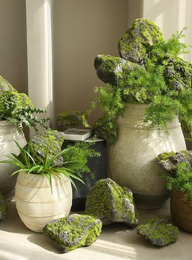 仿真泡沫石头造景庭院布置v假山商场橱窗装饰青苔造景石假石头道