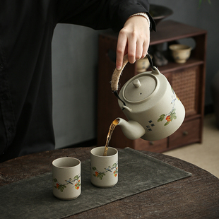 围炉煮茶壶明火提梁壶大号温茶壶器陶瓷家用老式复古泡茶壶凉水壶