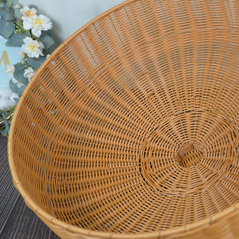 WY09b8圆形菜罩菜盖仿藤家用田园手工茶色防尘罩防蝇防虫罩盖52*1