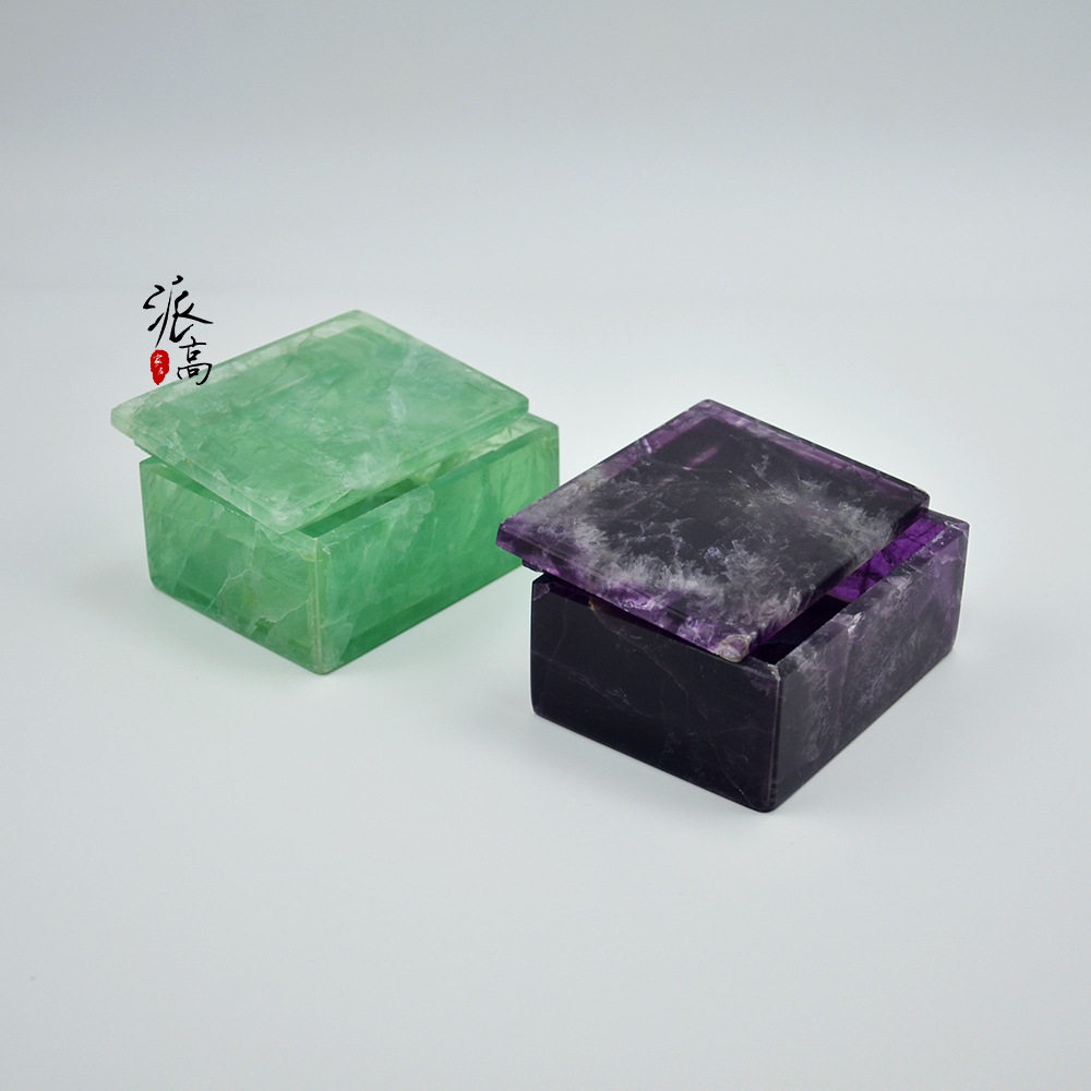 天然白水晶小盒子玛瑙粉水晶宝石戒指盒首饰盒样板间家居摆件厂家