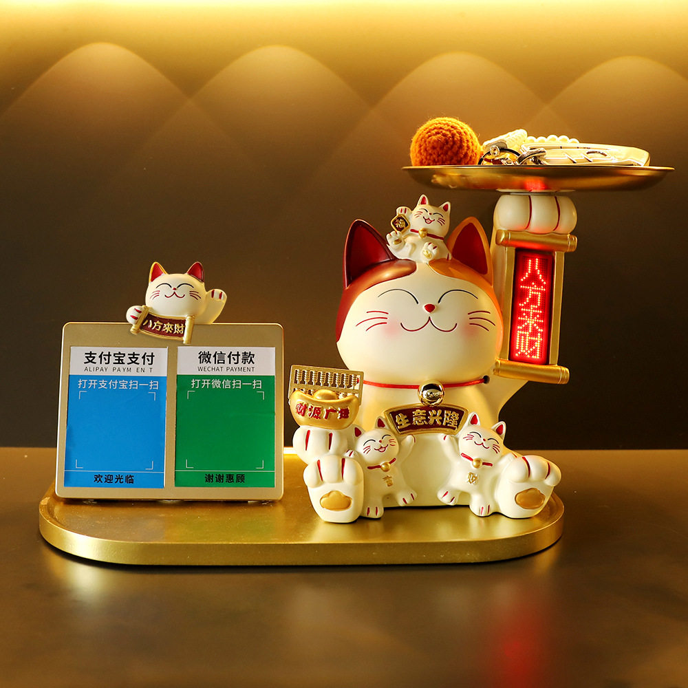 LED流动显示灯牌创意招财猫收银台新店开业摆件可自定义文字摆件