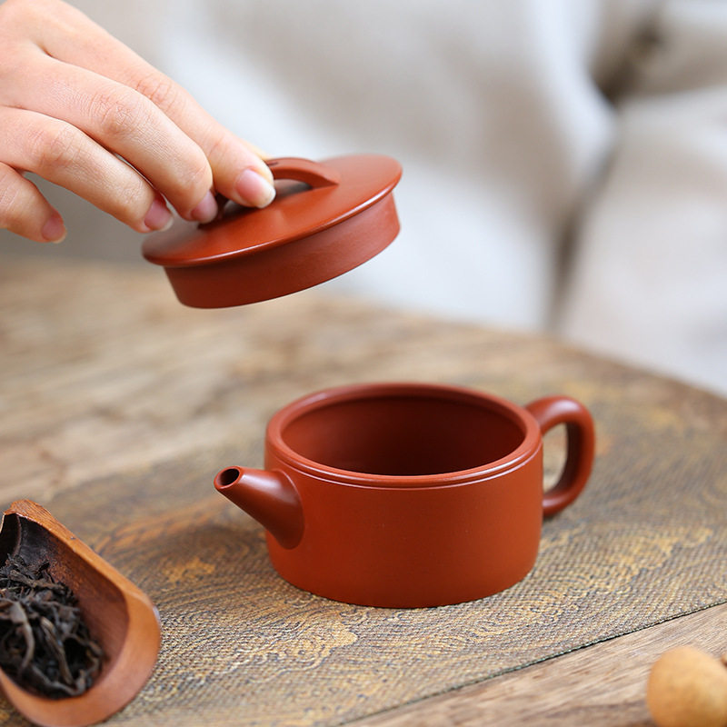 宜兴工堂直发大口汉瓦原矿青灰段泥手工茶具茶壶一片瓦紫砂壶