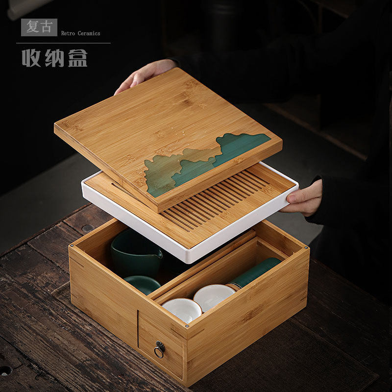 厂家直销茶具收纳盒竹盒功夫茶具配件茶杯茶壶竹制收纳箱