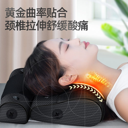 肩颈多功能按摩器电动热敷背部按摩枕头腰部气囊手控智能按摩靠垫