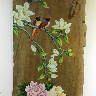 老樟木原生态风化木挂画壁饰壁画B老木头手绘板画酒店客厅会所茶