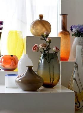 每周一三五10点上新/欧式彩色玻璃花瓶家居台面桌面装饰摆件20168