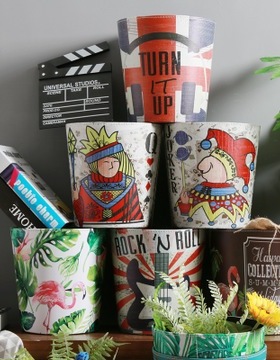 欧式皮革垃圾桶家用客厅复古无盖收纳筒饭店卧室酒吧装饰时尚纸篓