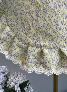 小草绿色织浮雕提花面料碎花围裙花边家用公主韩版时尚欧式半身裙