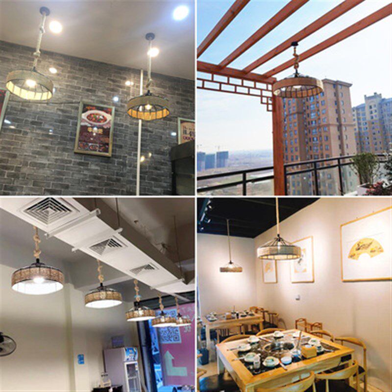 民宿麻绳吊灯烧烤仿古复古怀旧工业风个性创意亭子餐W厅阳光房灯