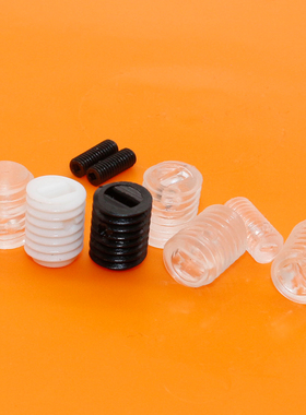 PC塑料螺丝一字无头螺丝机米顶丝z白色黑色透明紧定 M7M8*8 10