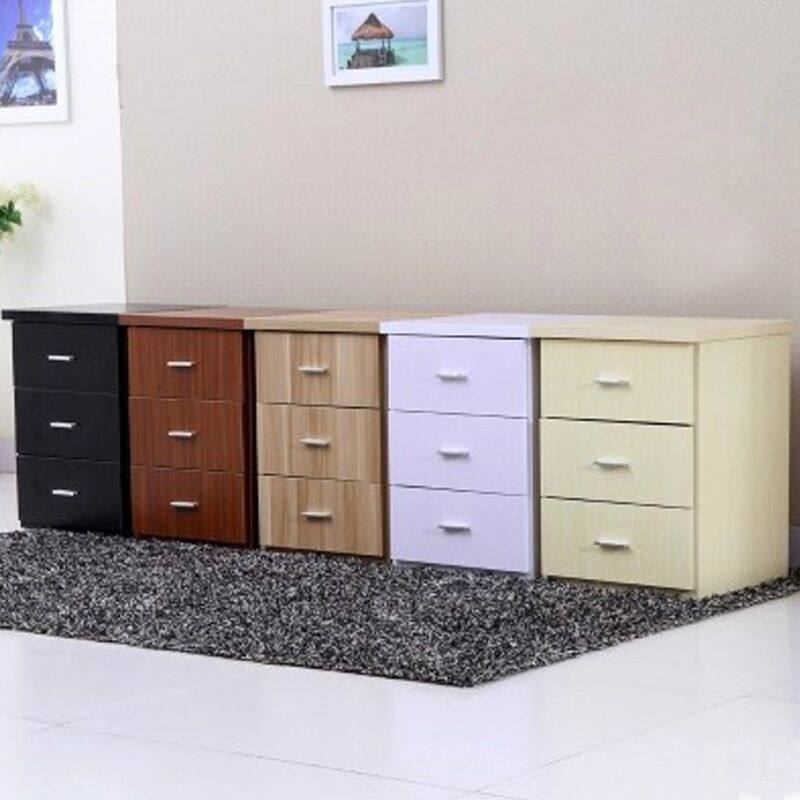 办公柜落地式文件柜带锁三抽屉资料柜储物移动矮柜桌下小柜子