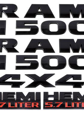 适用新款道奇RAM1500HEMI5.7liter车标排量标改装贴标4件套