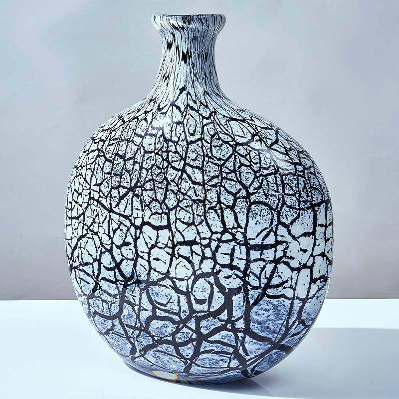现代北欧黑白色冰裂纹琉璃花瓶客厅茶几样板间餐厅家居软装饰手工,特色手工艺,其他特色工艺品,淘宝优惠券,粉丝福利购,淘宝优惠卷