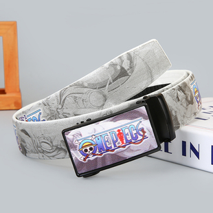 腰带牛仔裤 全卡槽学生自动时尚 皮带休闲字母百搭涂鸦潮流 新款 男士