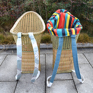 包邮竹编背篓背篼娃娃婴儿童宝宝小孩背娃背筐背椅背带椅四季通用