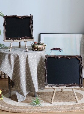 桦木支架小黑板记事板森系幼儿园装饰摆件咖N啡馆吧台橱窗拍摄道