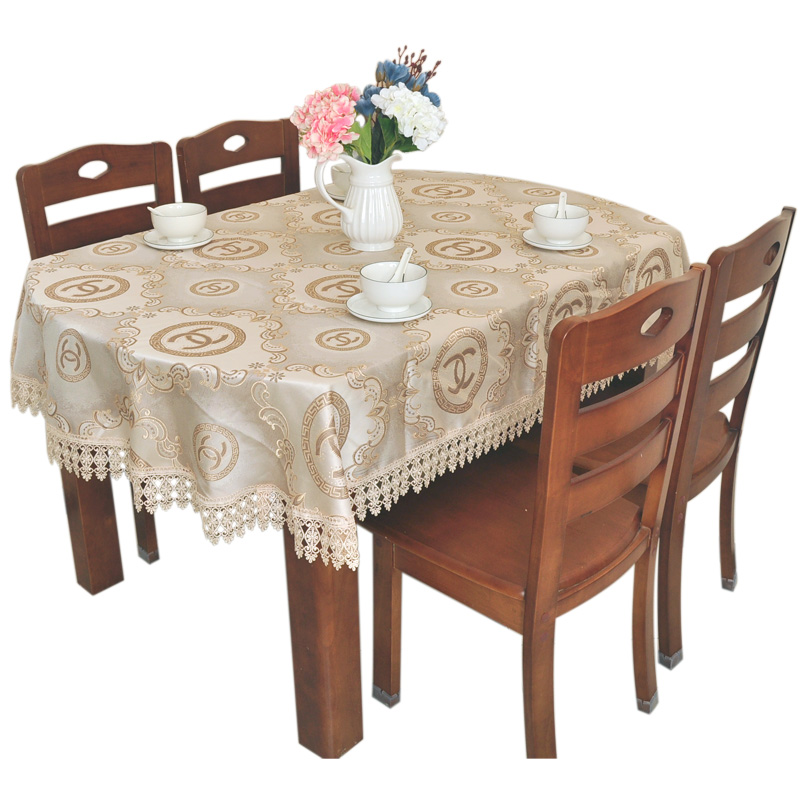 伸缩折叠椭圆形餐桌布布艺客厅家用椭圆桌布O半圆形台布欧式简约