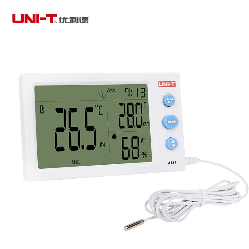 优利德A12T/A13T温湿度计数显高精度桌面电子温度表壁Z挂家用室内