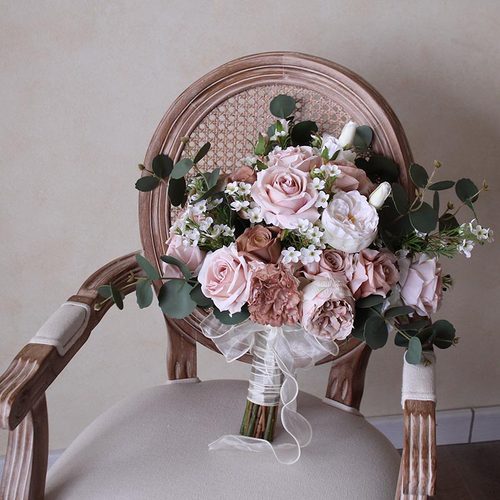 仿真花新娘结婚拍照手捧花影楼摄影道具绢花欧式玫瑰领证假花花束