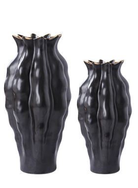 轻奢现代白色银色波浪纹几何陶瓷花瓶玄关电视柜创意干花插花花器