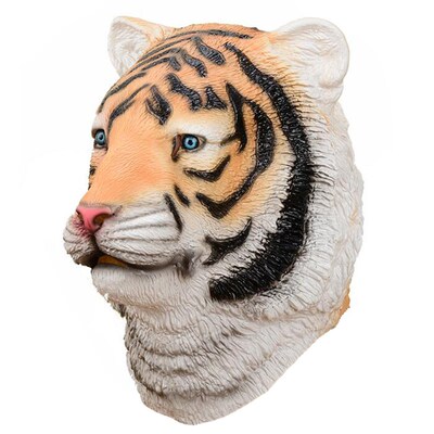 万圣节头套乳胶学校表演老虎头面具东北虎动物面罩婚礼恶搞道具