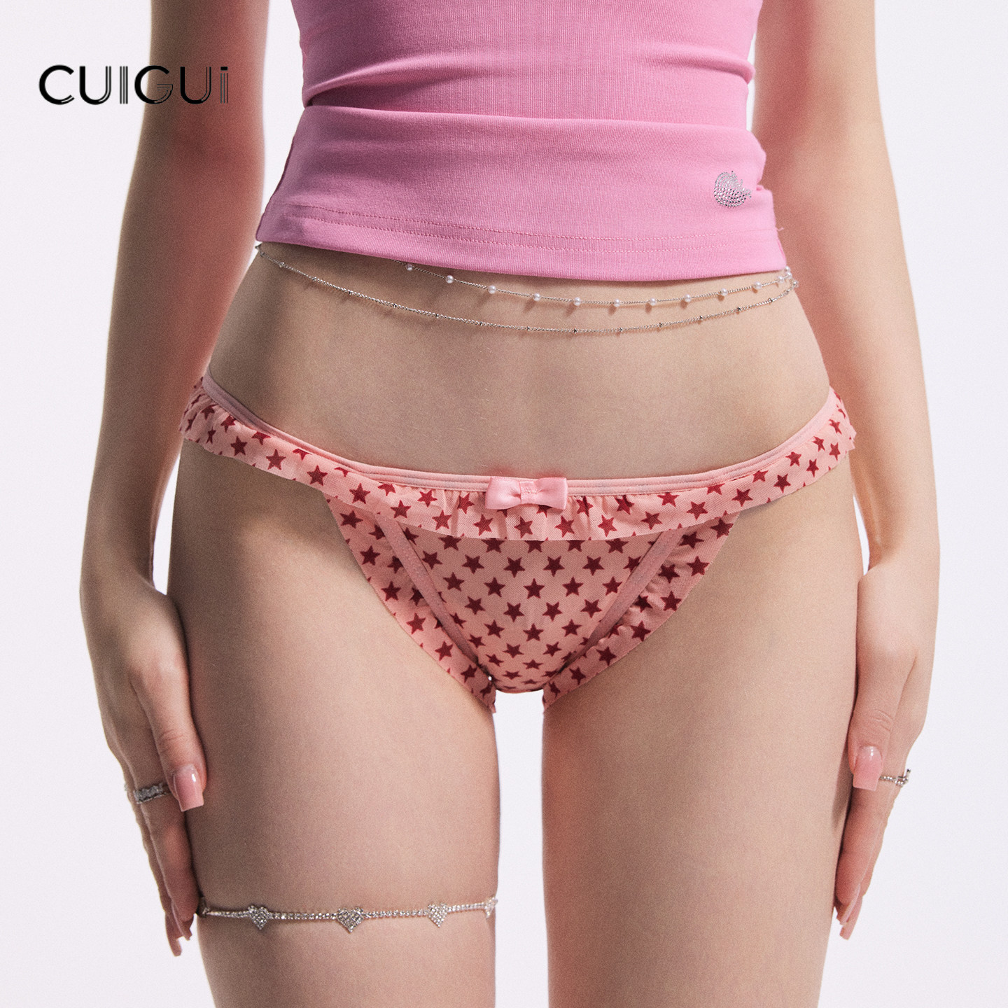 「CG」甜美网纱透明内裤女纯欲镂空透气豹纹星星印花棉裆三角裤,女士内衣/男士内衣/家居服,女三角裤,淘宝优惠券,粉丝福利购,淘宝优惠卷