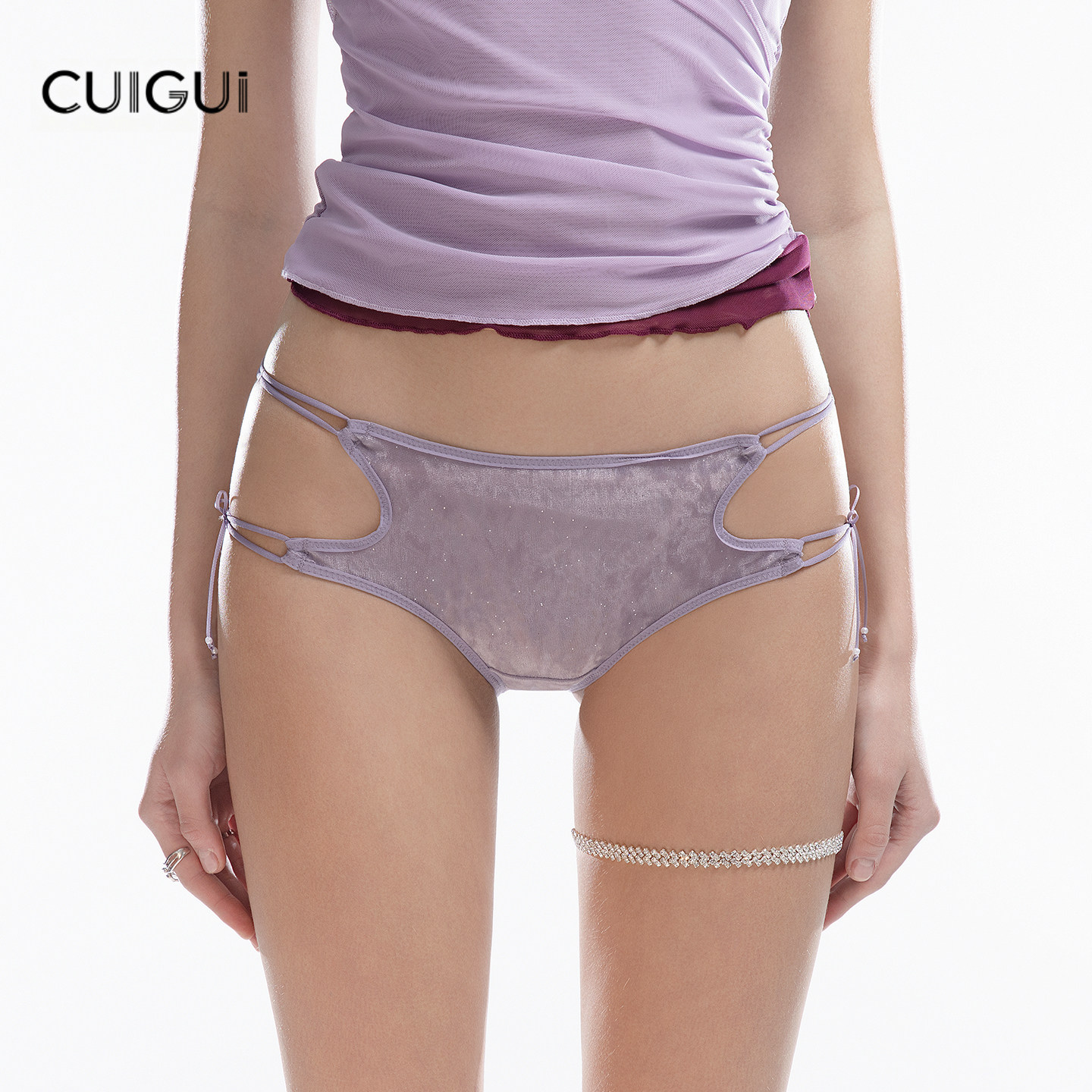 「CG」高级细带柔软网纱纯欲内裤女亮片细闪紫色绝美低腰三角裤,女士内衣/男士内衣/家居服,女三角裤,淘宝优惠券,粉丝福利购,淘宝优惠卷