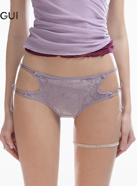 「CG」高级细带柔软网纱纯欲内裤女亮片细闪紫色绝美低腰三角裤