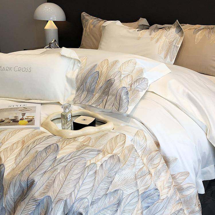 欧式140S支长绒棉四件套轻奢简羽毛全棉纯棉四季被套裸睡床上用品,特色手工艺,其他特色工艺品,淘宝优惠券,粉丝福利购,淘宝优惠卷