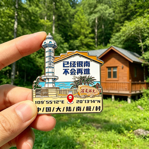 中国大陆南极村坐标灯塔金属磁吸冰箱贴纪念品旅游景点文创伴手礼