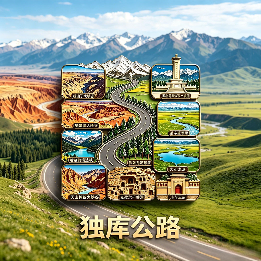 独库公路金属立体冰箱贴纪念品