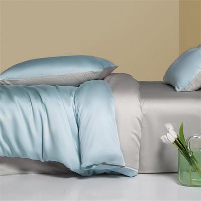 夏季60支兰精天丝四件套色冰丝裸睡凉爽简约双拼床上用品