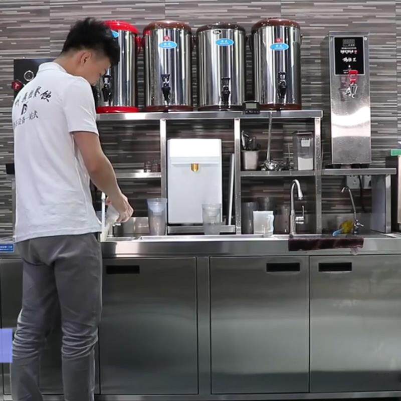 奶茶店全套设备水吧台商用奶茶操作台冷藏冷冻双温冰箱水吧工作台
